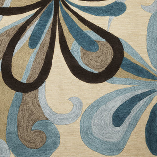 KAS Milan 2120 Sand/Teal Groove Area Rug Corner Image