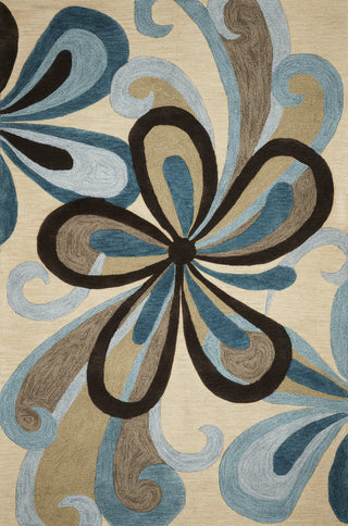 KAS Milan 2120 Sand/Teal Groove Area Rug Main Image