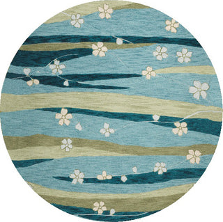 KAS Milan 2129 Blue/Green Springtime Area Rug Round Image