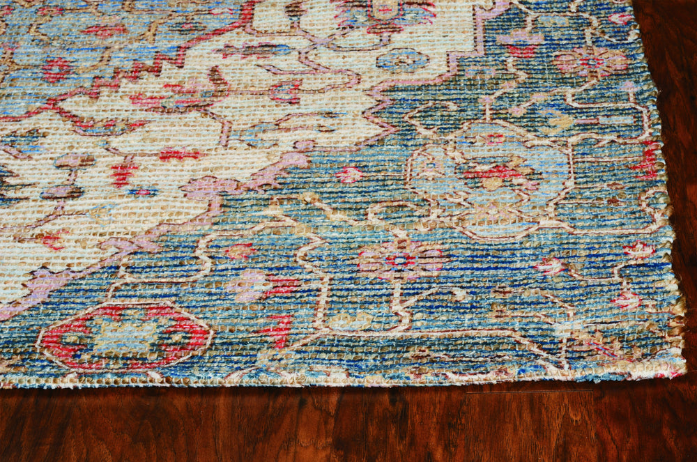 KAS Morris 2223 Blue/Red Area Rug Round Image Feature