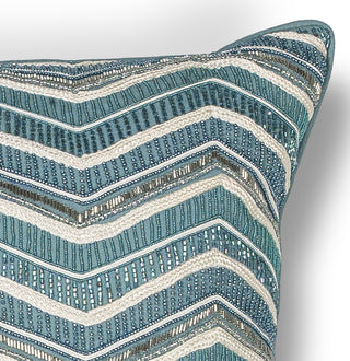 KAS Pillow L190 Teal Chevron Round Image