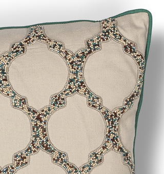 KAS Pillow L191 Beige Teal-Trefoil Round Image