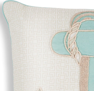 KAS Pillow L269 Aqua Anchor Round Image