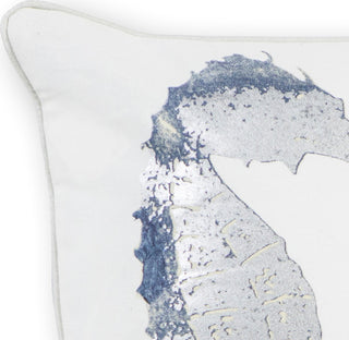 KAS Pillow L302 Silver Seahorses Round Image