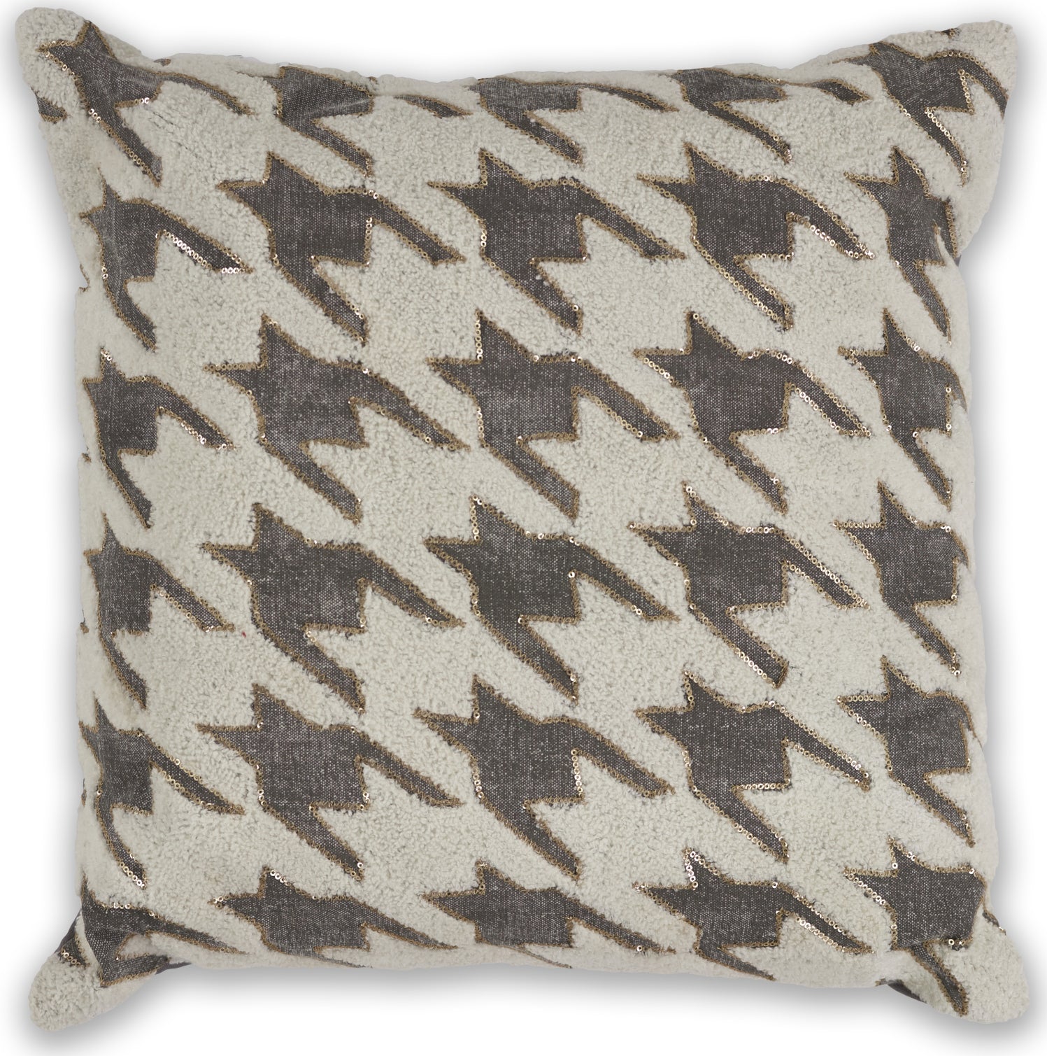 KAS Pillow L323 Ivory/Grey Houndstooth main image