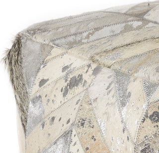 KAS Pouf F852 Hide Herringbone With Foil Round Image