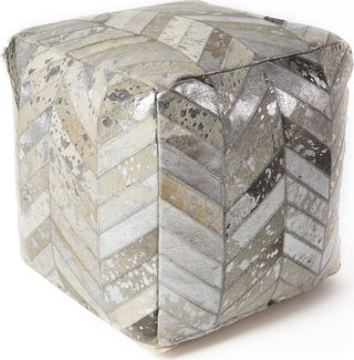 KAS Pouf F852 Hide Herringbone With Foil main image