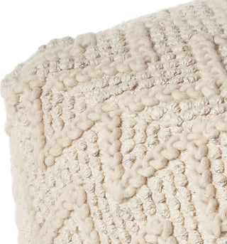 KAS Pouf F862 Ivory Chevron Cable Round Image