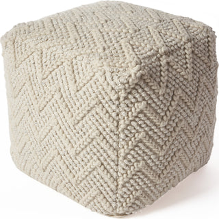 KAS Pouf F862 Ivory Chevron Cable Corner Image