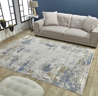 KAS Preston 8100 Ivory Blue Textures Area Rug Lifestyle Image Feature