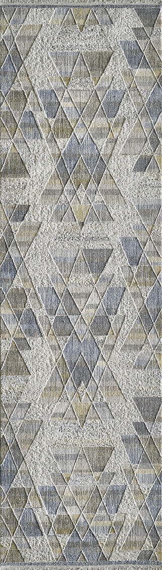 KAS Preston 8103 Gold Blue Geo Area Rug Lifestyle Image