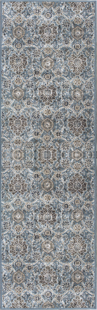 KAS Provence 8607 Slate Blue Allover Kashan Area Rug Round Image