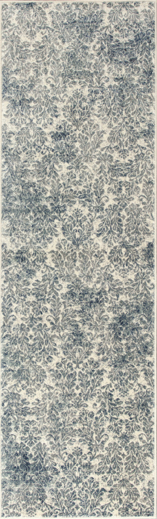 KAS Provence 8609 Ivory/Blue Damask Area Rug Runner Image