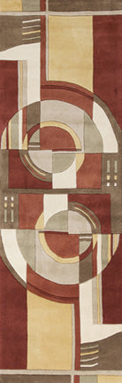 KAS Signature 9134 Rust/Coffee Art Deco Area Rug Corner Image