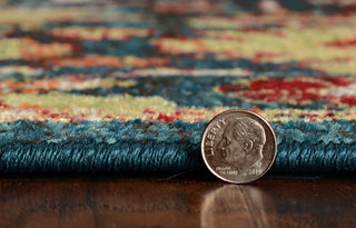 KAS Skyline 6431 Teal/Red Charisma Area Rug Corner Image