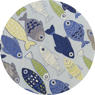 KAS Sonesta 2010 Lt Blue Sea Of Fish Area Rug Runner Image