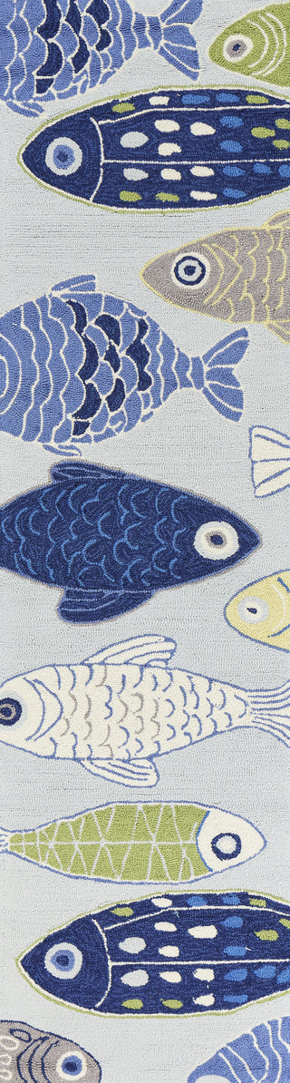 KAS Sonesta 2010 Lt Blue Sea Of Fish Area Rug Corner Image