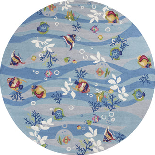 KAS Sonesta 2011 Blue Tropical Fish Area Rug Round Image