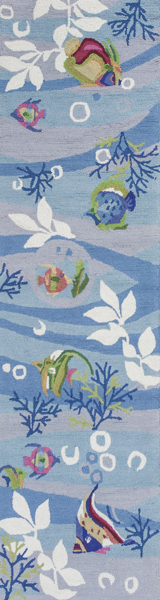 KAS Sonesta 2011 Blue Tropical Fish Area Rug Runner Image