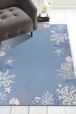 KAS Sonesta 2024 Sea Blue Coastal Area Rug Lifestyle Image Feature