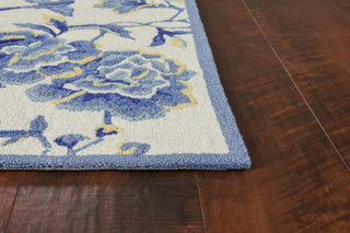 KAS Sonesta 2032 Ivory/Blue Provence Area Rug Corner Image