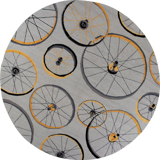 KAS Sonesta 2035 Grey Wheels In Motion Area Rug Runner Image