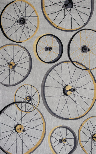 KAS Sonesta 2035 Grey Wheels In Motion Area Rug Main Image