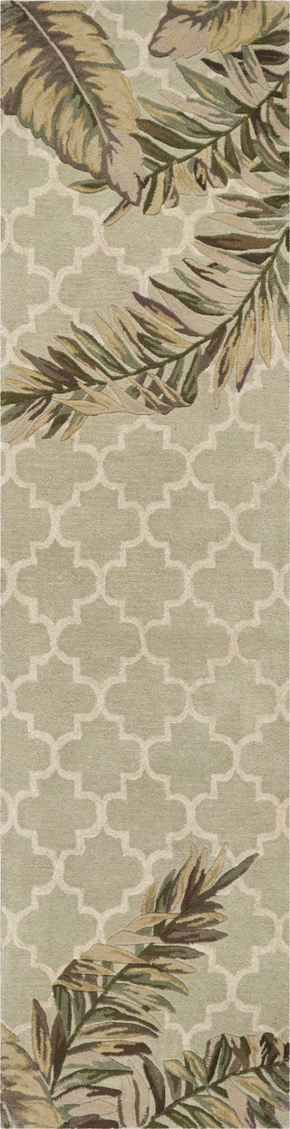 KAS Sparta 3153 Sage Tropical Mosaic Area Rug Corner Image