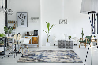 KAS Stella 6251 Grey/Navy Visions Area Rug Round Image Feature