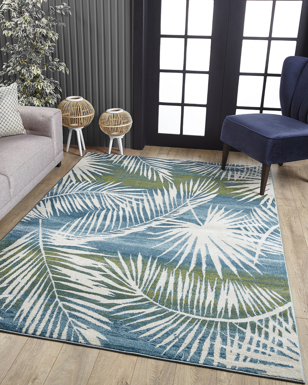 KAS Stella 6273 Ivory/Green Tropical Area Rug Lifestyle Image Feature