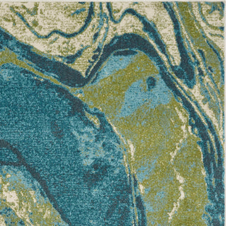 KAS Watercolors 6238 Teal Palette Area Rug Corner Image