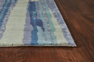 KAS Whisper 3004 Ivory/Blue Brushstroke Area Rug Corner Image