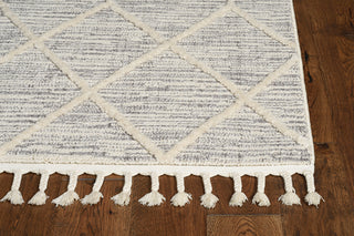 KAS Willow 1102 Ivory Grey Honeycomb Area Rug Corner 