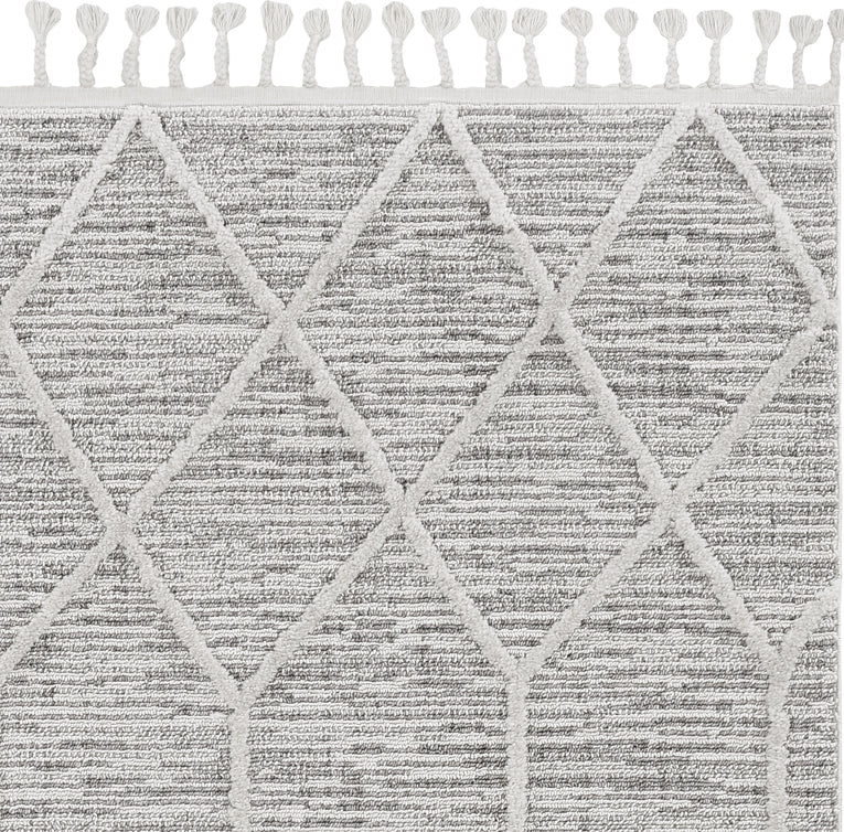 KAS Willow 1102 Ivory Grey Honeycomb Area Rug Lifestyle Image Feature
