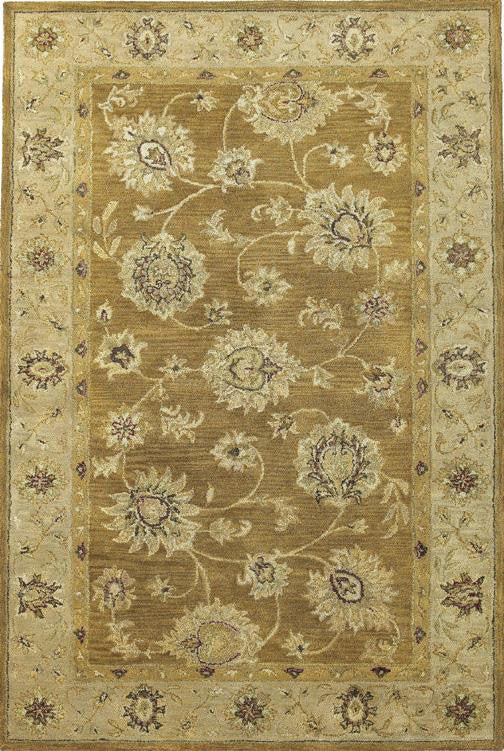 KAS Kasmir 4807 Coffee/Beige Allover Kashan Hand Tufted Area Rug