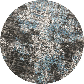 Loloi Kingston KT-02 Charcoal / Blue Area Rug Round Image