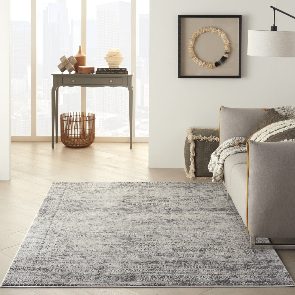 Nourison Grand Expressions KI53 Grey/Ivory Area Rug by Kathy Ireland Room Scene Feature