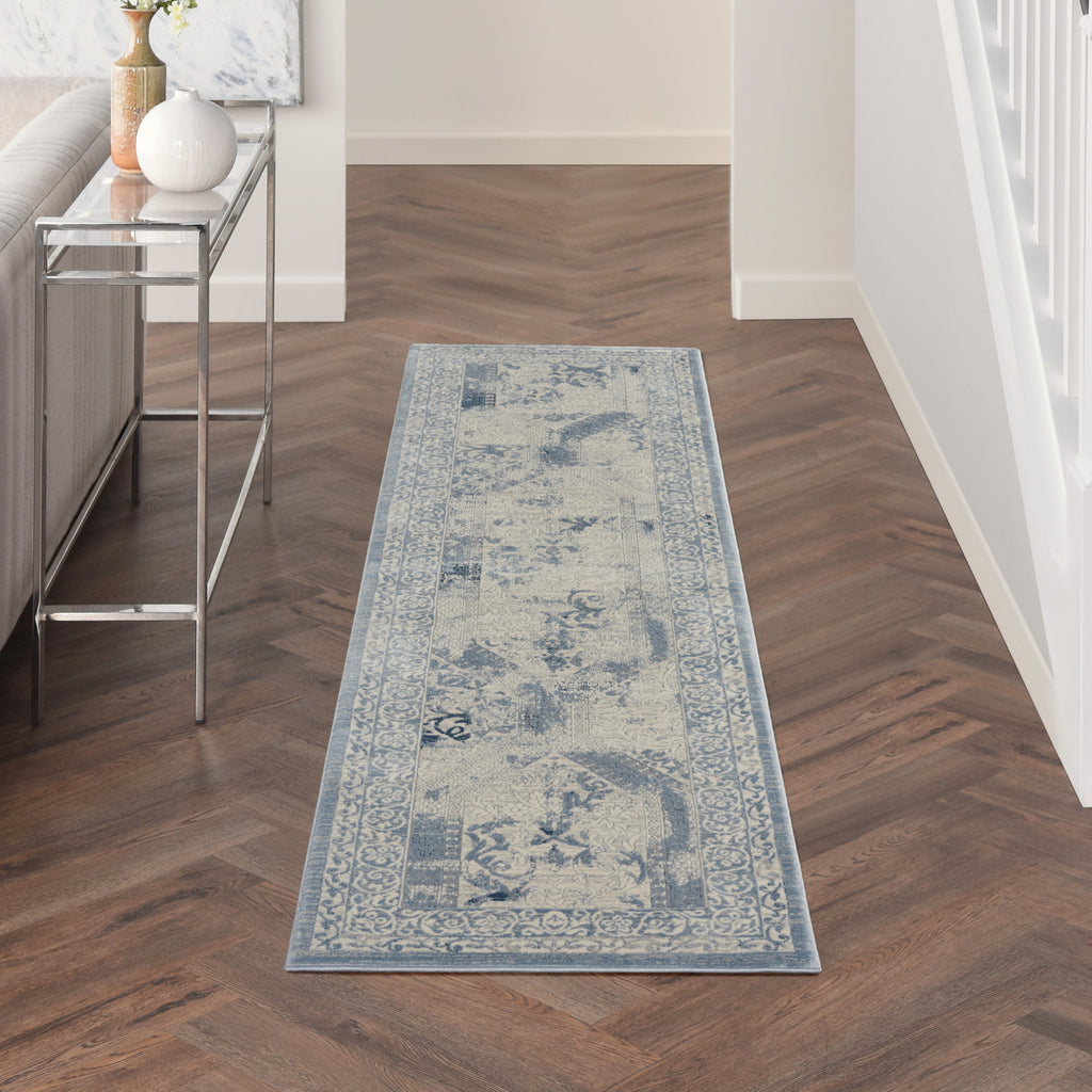 Nourison Grand Expressions KI56 Blue/Ivory Area Rug by Kathy Ireland Room Scene Feature