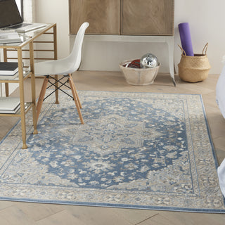 Nourison Grand Villa KI80 Blue Area Rug by Kathy Ireland Room Scene Feature