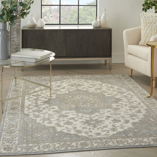 Nourison Grand Villa KI80 Lt Grey Area Rug by Kathy Ireland Room Scene Feature