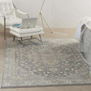 Nourison Grand Villa KI80 Silver Grey Area Rug by Kathy Ireland Room Scene Feature