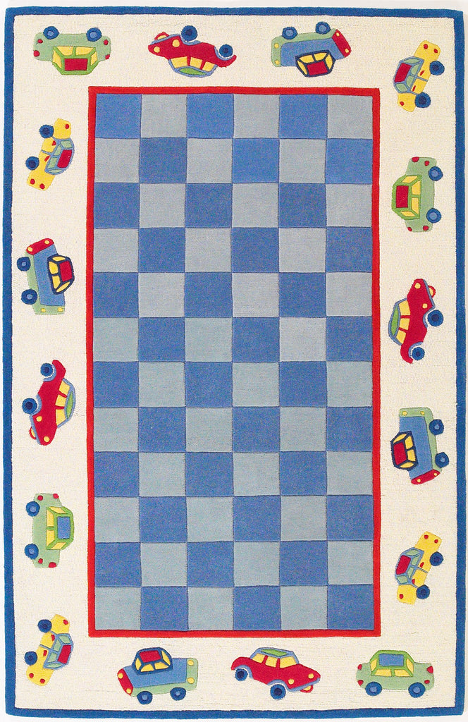 KAS Kidding Around 0426 Blue/Ivory Cars Area Rug main image