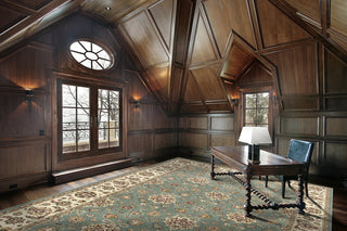 KAS Kingston 6406 Blue/Ivory Mahal Area Rug Main Image Feature