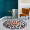 LR Resources Kismet Mosaic Flower Ivory / Navy Area Rug Lifestyle Image Feature