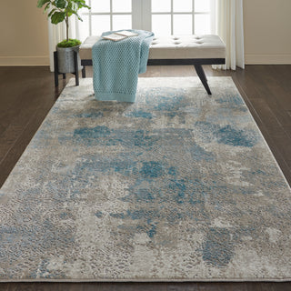 Karma KRM07 Ivory/Light Blue Area Rug by Nourison