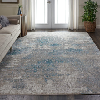 Karma KRM07 Ivory/Light Blue Area Rug by Nourison