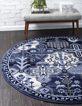 Unique Loom La Jolla T-400A Blue Area Rug Round Lifestyle Image