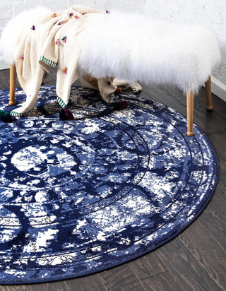 Unique Loom La Jolla T-403A Blue Area Rug Round Lifestyle Image