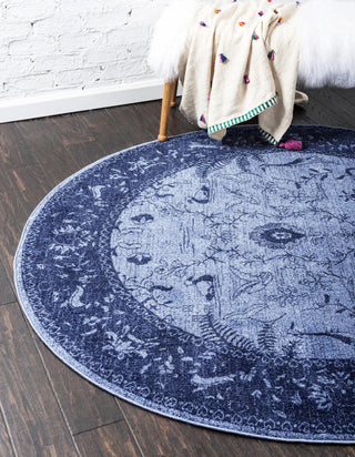 Unique Loom La Jolla T-8636 Blue Area Rug Round Lifestyle Image