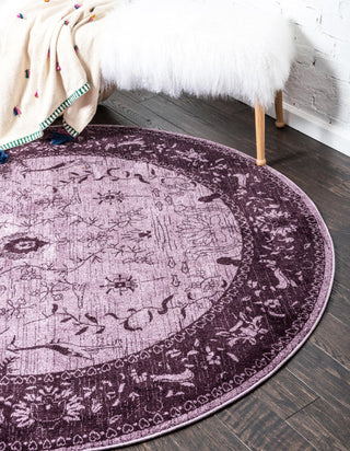 Unique Loom La Jolla T-8636 Purple Area Rug Round Lifestyle Image